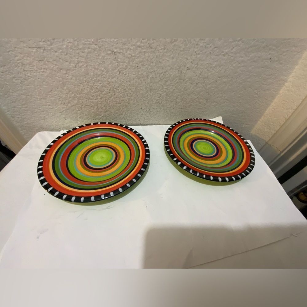 Gibson Elite Pueblo Springs Stoneware Hand Painted 8.5" Salad Plate set 2 G20
